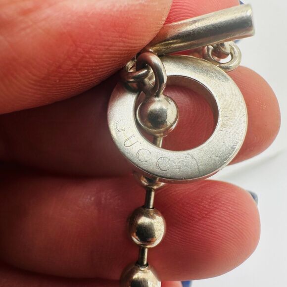 Gucci Silver Ball Chain Toggle Bracelet Sterling Silver Beaded Italian Fine Jewe - Picture 3 of 7